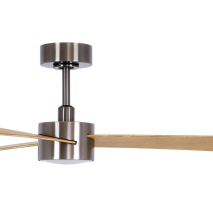 Lucci air 21610449 - LED Prigušivi stropni ventilator CLIMATE 1xGX53/12W/230V smeđa/sjajni krom + daljinski upravljač