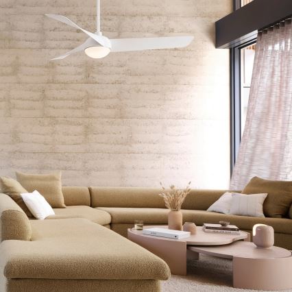 Lucci Air 21617049 - LED stropni ventilator OSPREY s prigušivanjem 1xGX53/12W/230V pr. 132 cm bijeli + daljinski upravljač