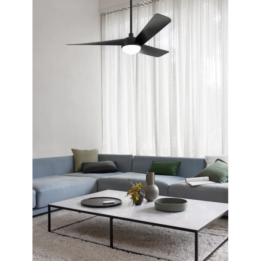 Lucci Air 21617149 - LED stropni ventilator OSPREY s mogućnošću prigušivanja 1xGX53/12W/230V Ø 132 cm, crni + daljinski upravljač