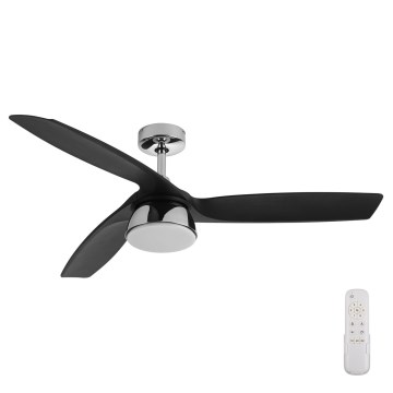 Lucci air 513072 - LED stropni ventilator s mogućnošću prigušivanja BRONX LED/18W/230V 3000/4000/6000K crna/sjajni krom promjer 132 cm + daljinski upravljač