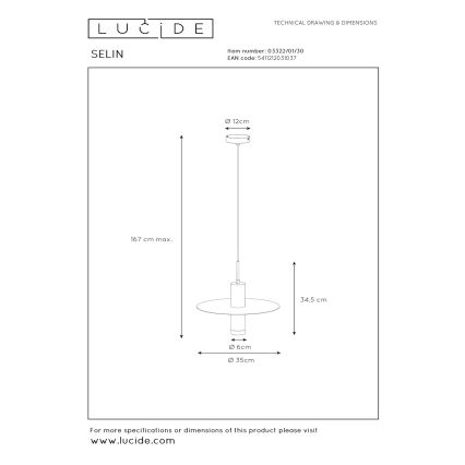 Lucide 03322/01/30 - Luster na sajli SELIN 1xGU10/35W/230V crna