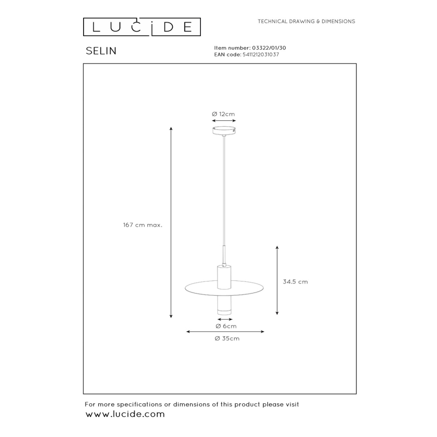 Lucide 03322/01/30 - Luster na sajli SELIN 1xGU10/35W/230V crna