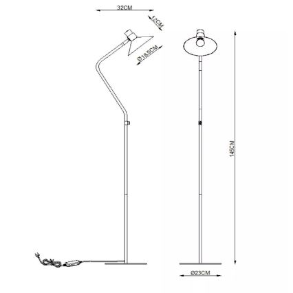 Lucide 05728/01/30 - Prigušiva podna lampa PEPIJN 1xE14/40W/230V