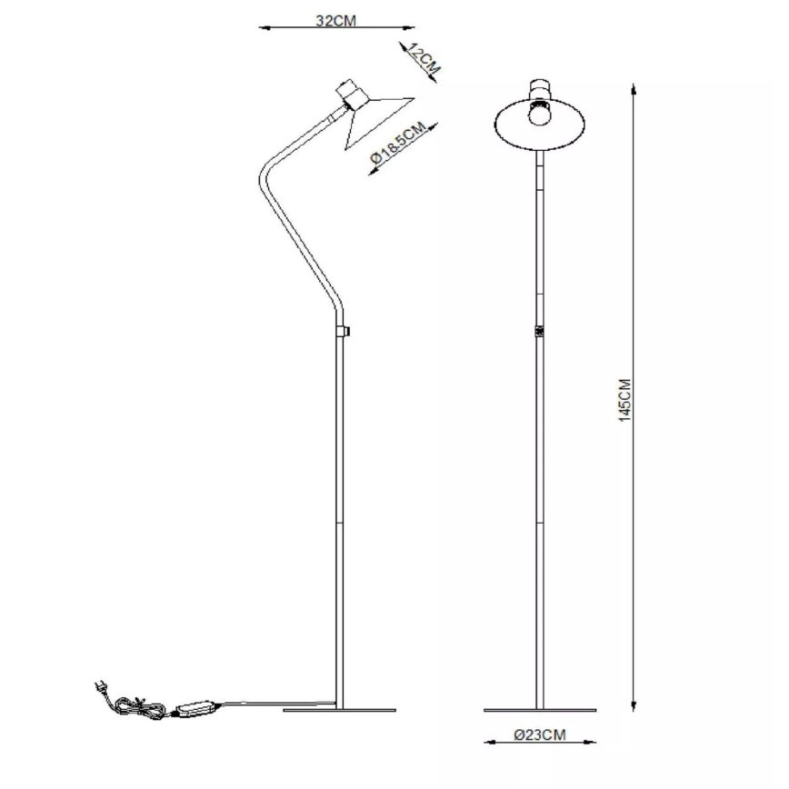 Lucide 05728/01/30 - Prigušiva podna lampa PEPIJN 1xE14/40W/230V