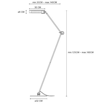 Lucide 05741/01/30 - Podna lampa SLENDER 1xE27/25W/230V