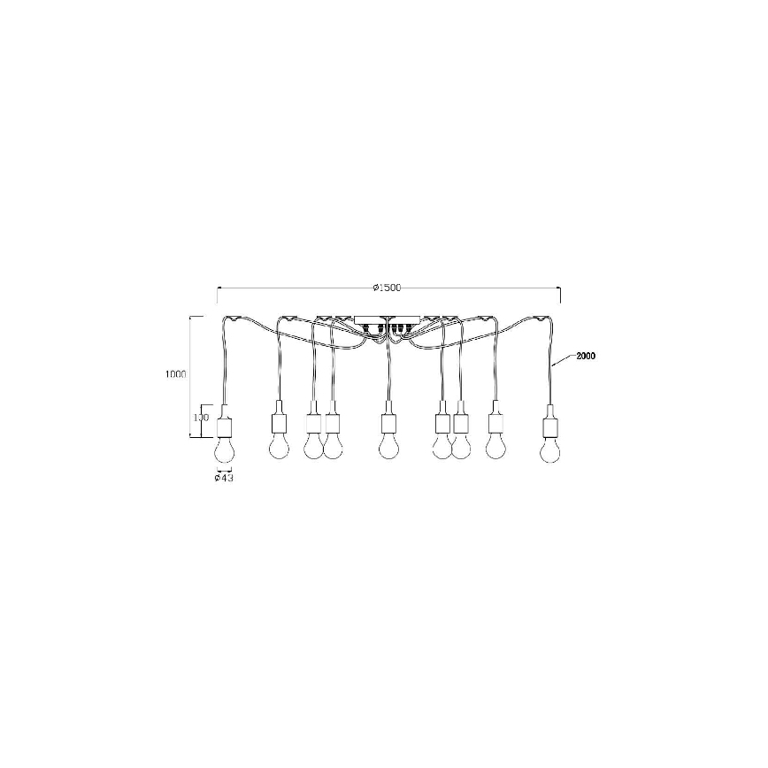 Lucide 08408/10/30 - Viseća svjetiljka FIX MULTIPLE 10xE27/60W/230V
