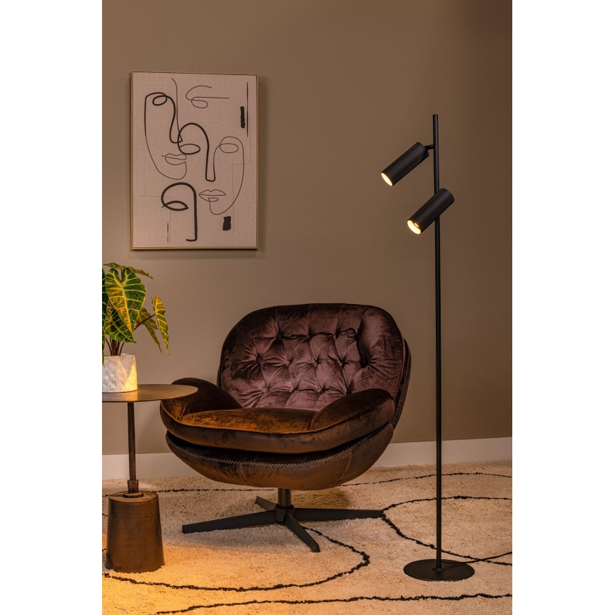 Lucide 09739/02/30 - Podna lampa CLUBS 2xGU10/40W/230V crna