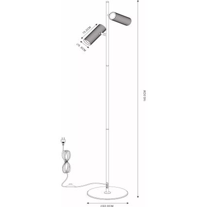 Lucide 09739/02/30 - Podna lampa CLUBS 2xGU10/40W/230V crna