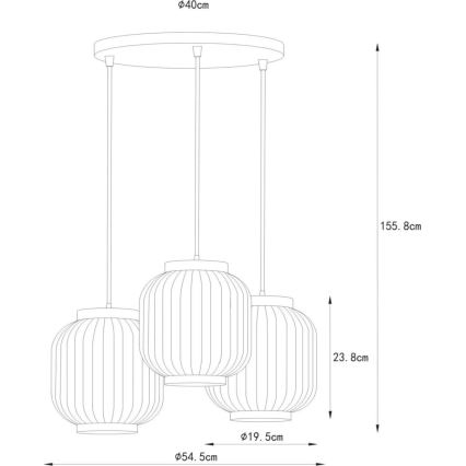 Lucide 13435/03/31 - Luster na sajli GOSSE 3xE27/40W/230V porculan