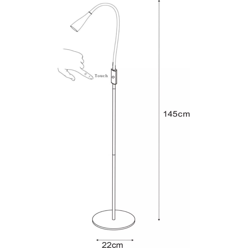 Lucide 18756/03/30 - LED Prigušiva fleksibilna dodirna podna lampa ZOZY LED/4W/230V crna