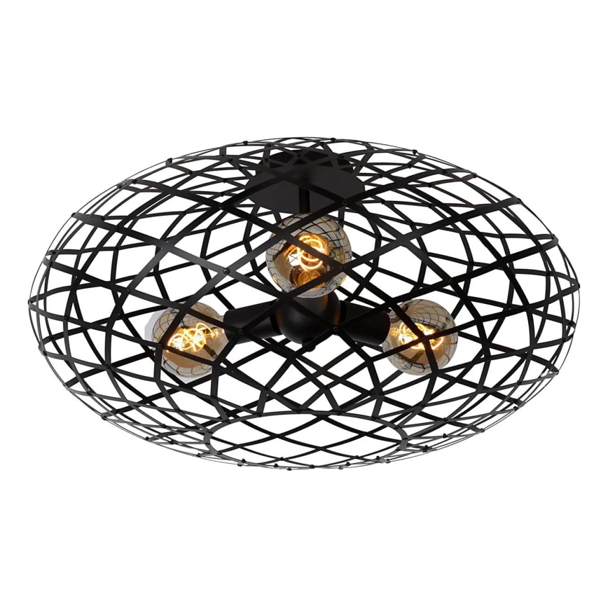 Lucide 21117/65/30 - Stropna svjetiljka WOLFRAM 3xE27/60W/230V crna