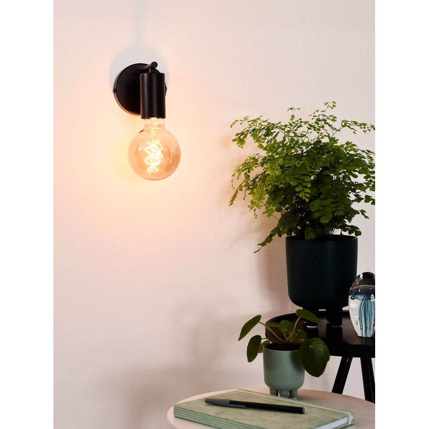 Lucide 21221/01/30 - Zidna lampa LEANNE 1xE27/40W/230V crna