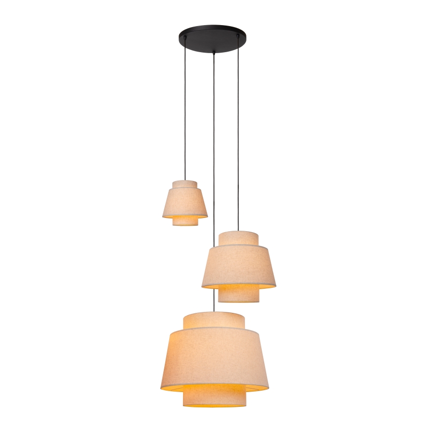 Lucide 21435/13/38 - Luster na sajli TRIBUTE 3xE27/40W/230V krem