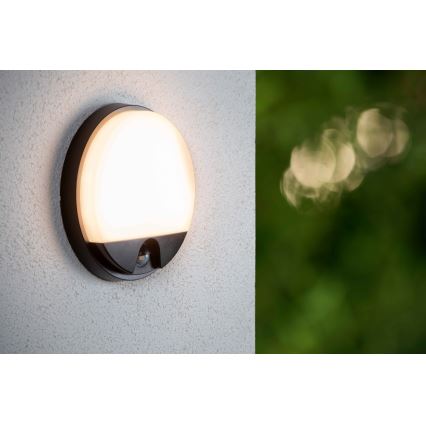 Lucide 22863/10/30 - LED vanjsko zidno svjetlo sa senzorom HUPS LED/10W/230V IP54 crna