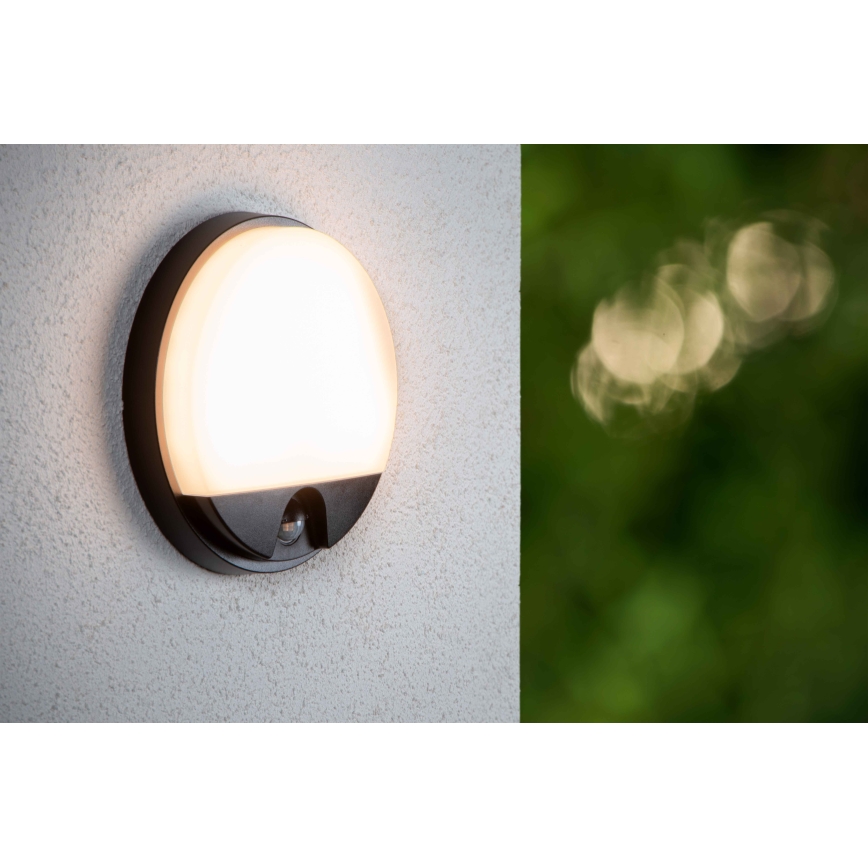 Lucide 22863/10/30 - LED vanjsko zidno svjetlo sa senzorom HUPS LED/10W/230V IP54 crna