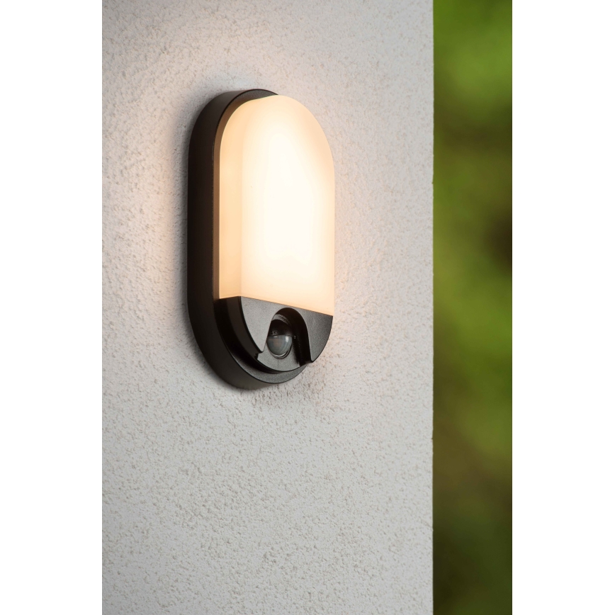 Lucide 22864/10/30 - LED vanjsko zidno svjetlo sa senzorom HUPS LED/10W/230V IP54 crna