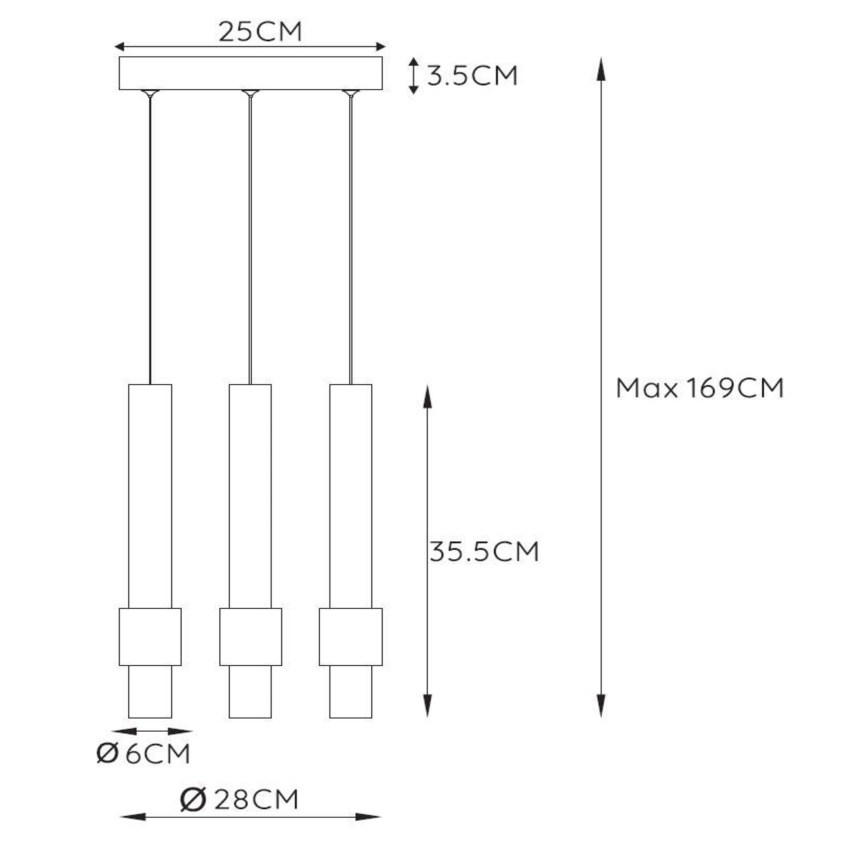 Lucide 24402/15/30 - LED prigušivač luster na užetu MARGARY 3xLED/4W/230V crna