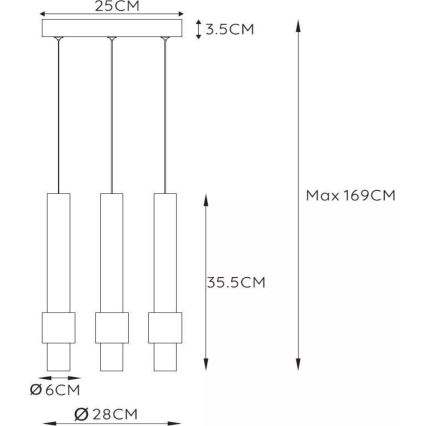 Lucide 24402/15/96 - LED prigušivački luster na užetu MARGARY 3xLED/4W/230V mesing
