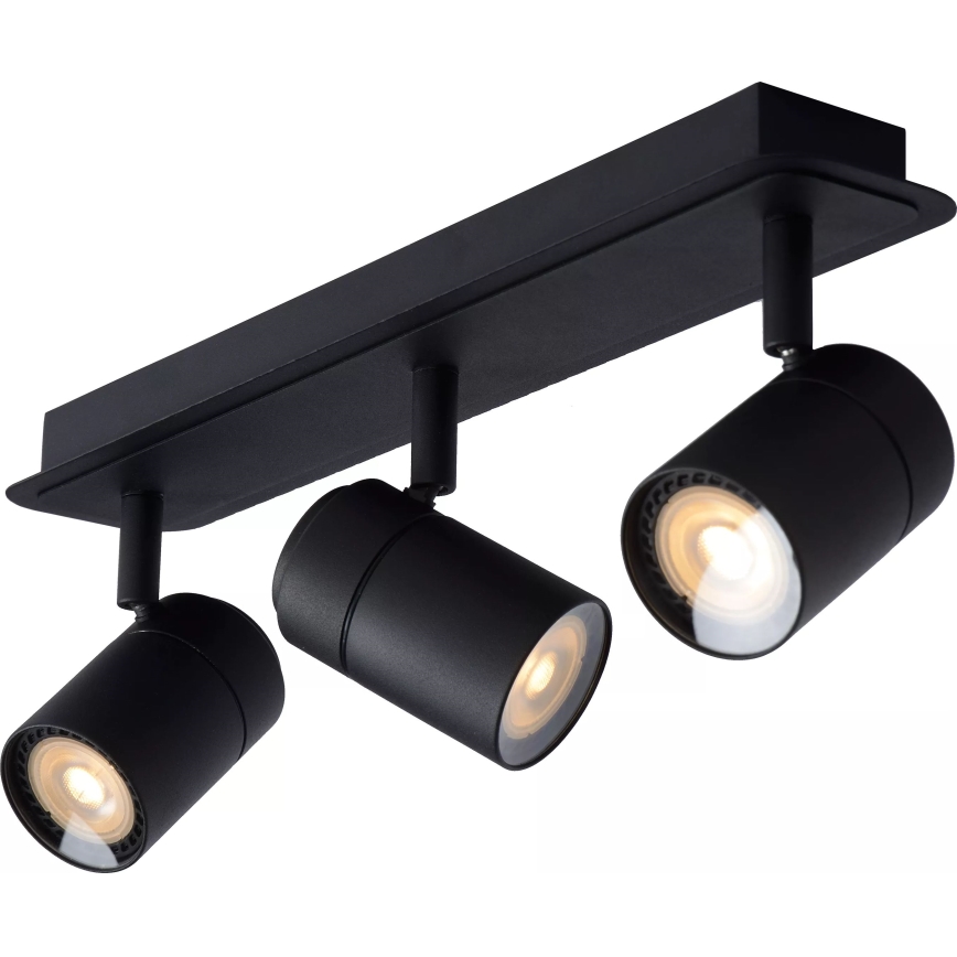 Lucide 26958/15/30 - LED Prigušiva kupaonska reflektorska svjetiljka LENNERT 3xGU10/5W/230V IP44 crna