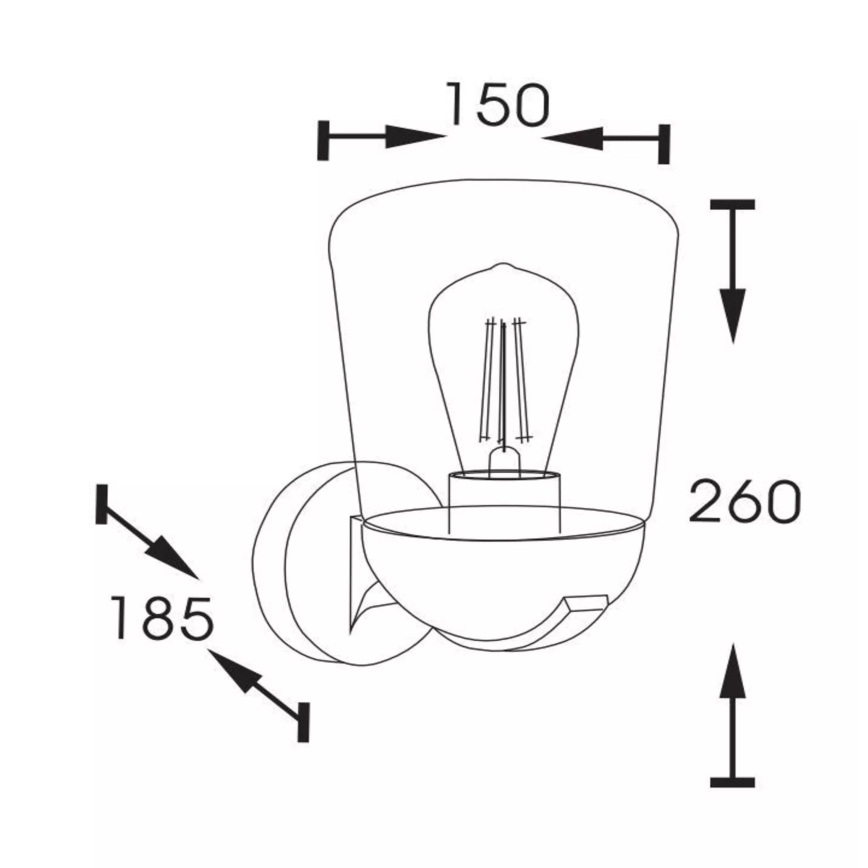 Lucide 27837/01/30 - Vanjska zidna lampa TULSA 1xE27/40W/230V IP44 crna