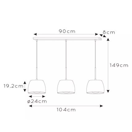 Lucide 30488/03/30 - Luster na sajli NOLAN 3xE27/40W/230V crna