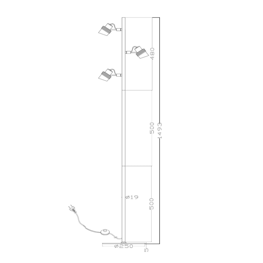 Lucide 34744/03/30 - Podna lampa TUNDRAN 3xGU10/5W/230V crna