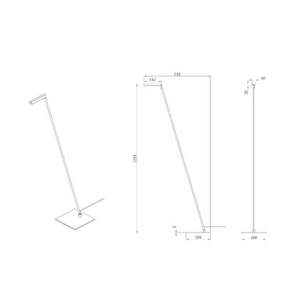 Lucide 44701/03/30 - LED prigušivačka s dodirnim upravljačem, podna lampa LAVALE LED/3W/230V crna
