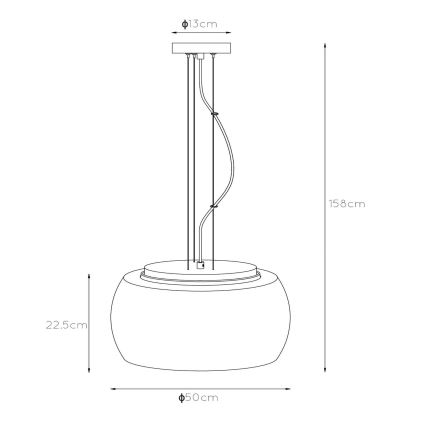 Lucide 45401/50/65 - Luster na sajli OLIVIA 3xE27/40W/230V pr. 50 cm crna