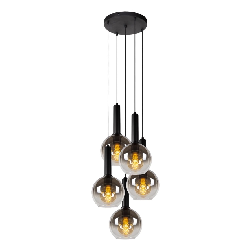 Lucide 45402/15/30 - Luster na sajli MARIUS 5xE27/40W/230V crna