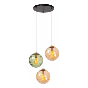 Lucide 45493/03/33 - Luster na sajli MONSARAZ 3xE27/40W/230V zelena/bež