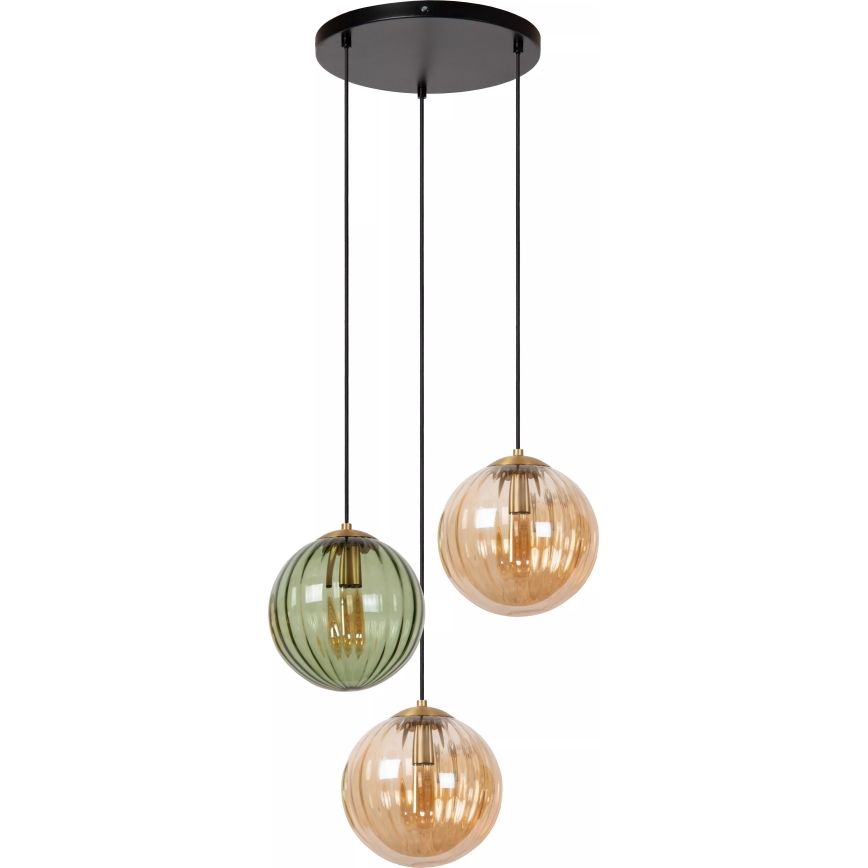 Lucide 45493/03/33 - Luster na sajli MONSARAZ 3xE27/40W/230V zelena/bež