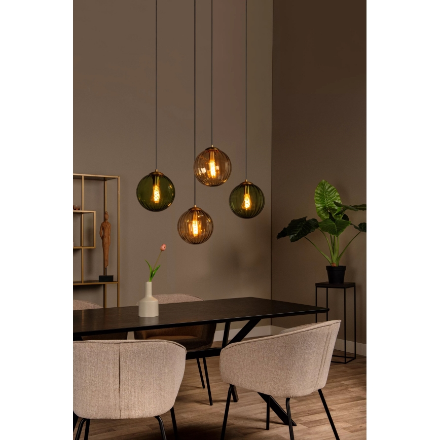 Lucide 45493/04/33 - Luster na sajli MONSARAZ 4xE27/40W/230V zelena/bež