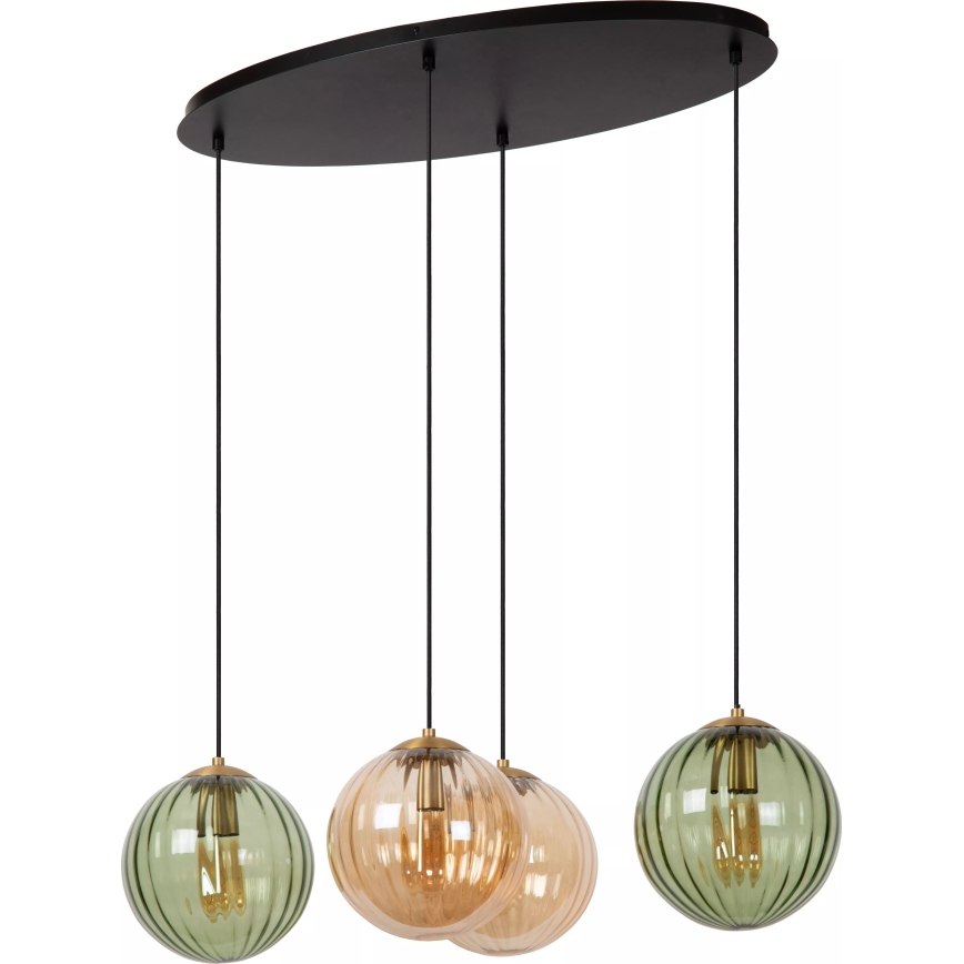Lucide 45493/04/33 - Luster na sajli MONSARAZ 4xE27/40W/230V zelena/bež