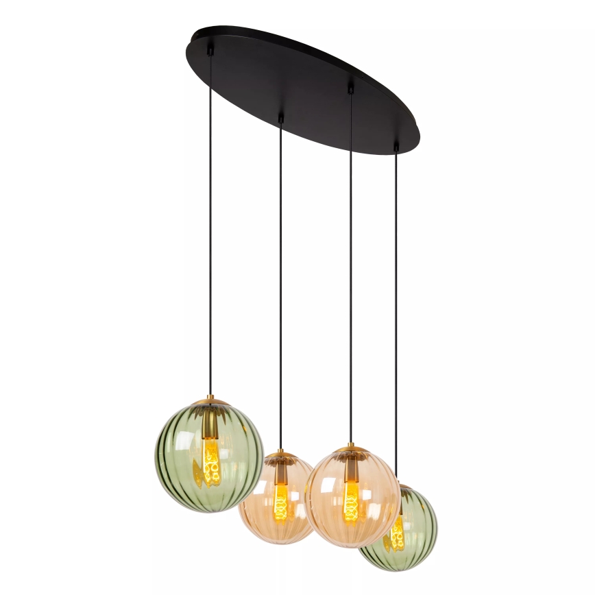 Lucide 45493/04/33 - Luster na sajli MONSARAZ 4xE27/40W/230V zelena/bež