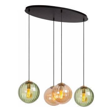 Lucide 45493/04/33 - Luster na sajli MONSARAZ 4xE27/40W/230V zelena/bež