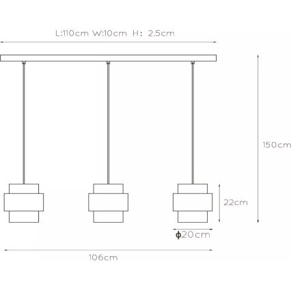 Lucide 45497/03/02 - Luster na sajli FIRMIN 3xE27/40W/230V zlatna