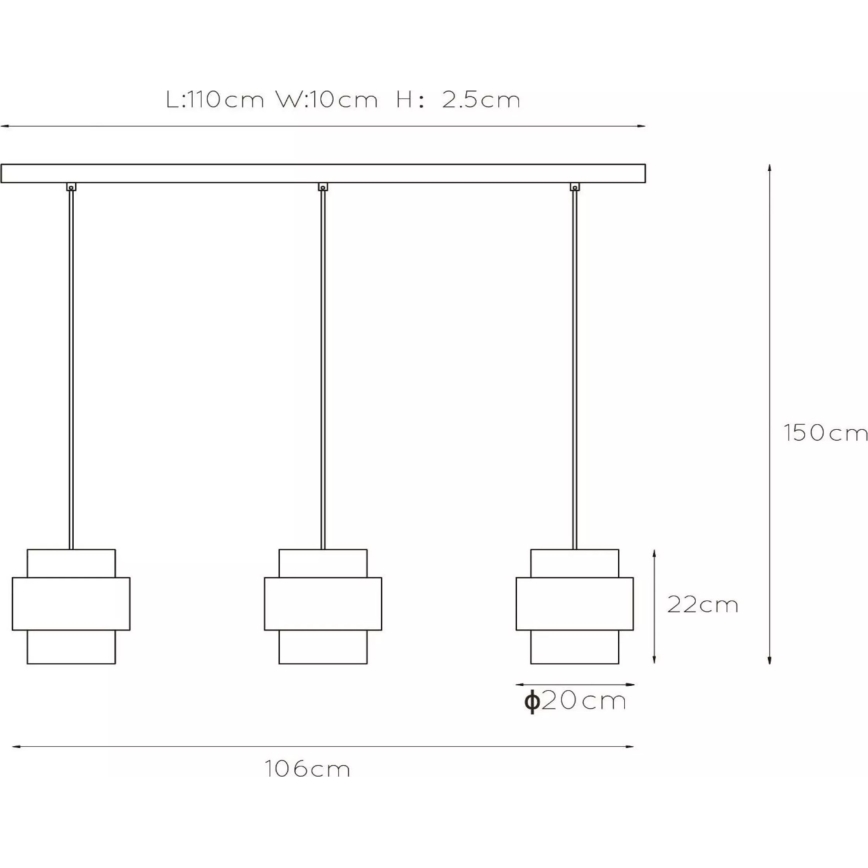 Lucide 45497/03/02 - Luster na sajli FIRMIN 3xE27/40W/230V zlatna