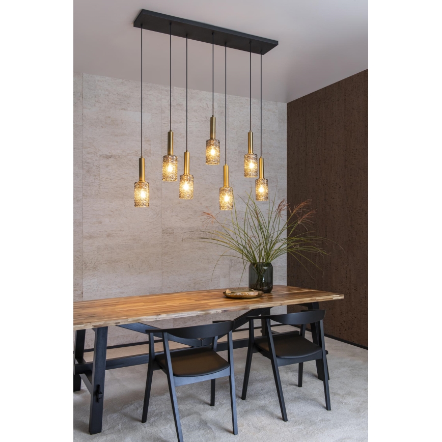 Lucide 45498/07/02 - Luster na sajli CORALIE 7xE27/40W/230V crna/mesing