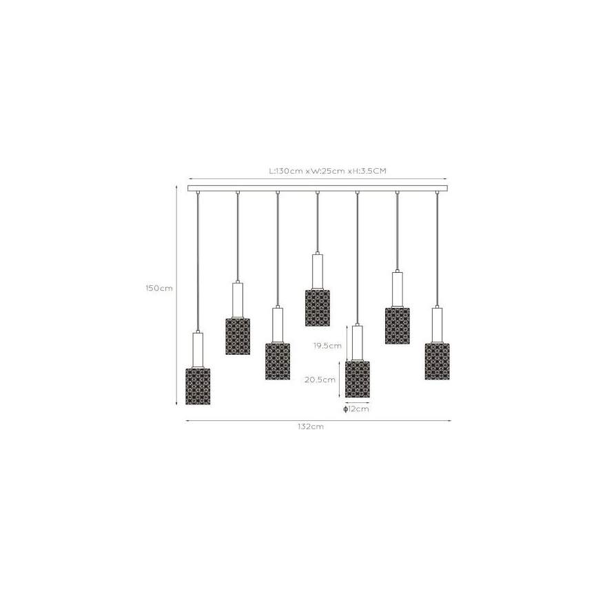 Lucide 45498/07/02 - Luster na sajli CORALIE 7xE27/40W/230V crna/mesing