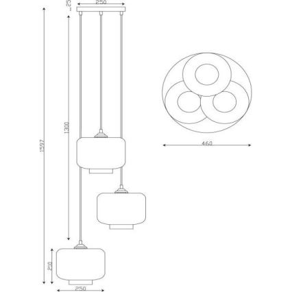 Lucide 46413/13/65 - Luster na sajli MEDINE 3xE27/40W/230V dimna