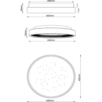 Lucide 71102/40/30 - LED Prigušiva stropna svjetiljka ESTREJA LED/40W/230V 2500-3000K pr. 40 cm crna + daljinski upravljač