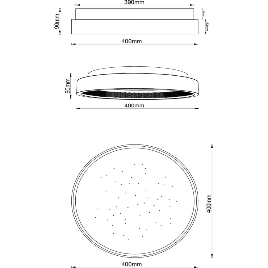 Lucide 71102/40/30 - LED Prigušiva stropna svjetiljka ESTREJA LED/40W/230V 2500-3000K pr. 40 cm crna + daljinski upravljač