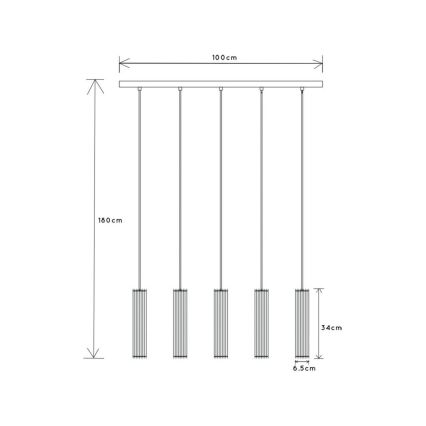 Lucide 73406/05/30 - Luster na sajli LIONEL 5xE27/60W/230V