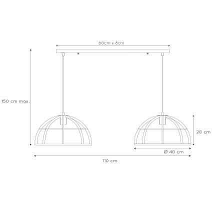 Lucide 76464/02/30 - Luster na sajli DIKRA 2xE27/60W/230V