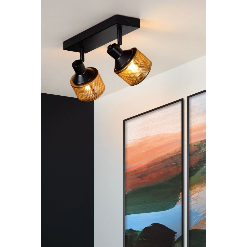 Lucide 77980/02/30 - Reflektorska svjetiljka RAFA 2xE14/40W/230V crna/bronca