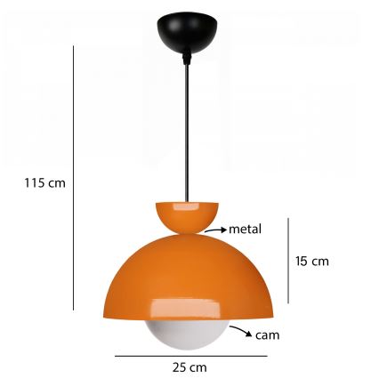 Lustar na žici SALVA 1xE27/15W/230V narančasta