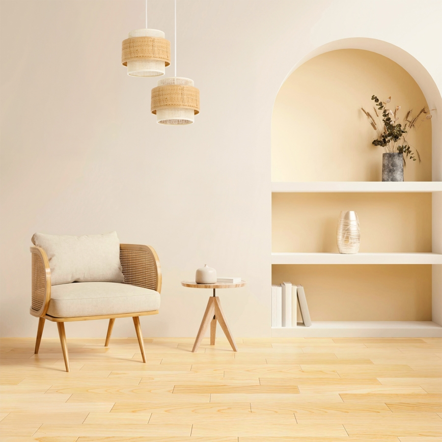 Luster BOHO na užetu 2xE27/60W/230V juta/krem