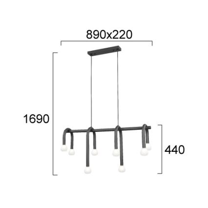 Luster DELORI na sajli 8xG9/28W/230V, crni
