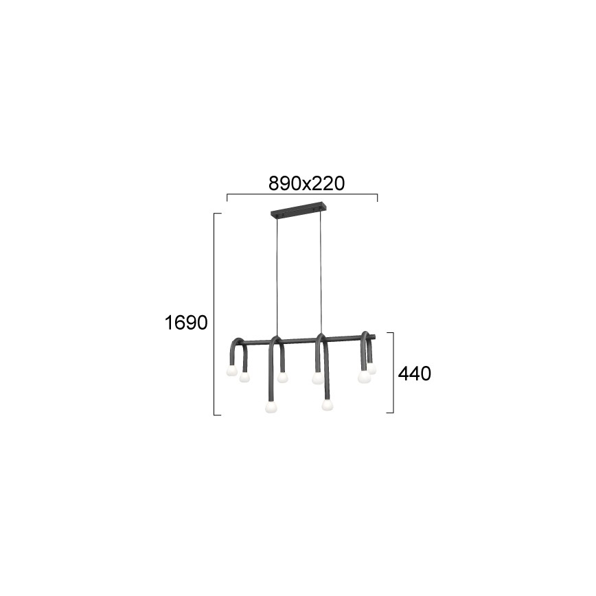 Luster DELORI na sajli 8xG9/28W/230V, crni