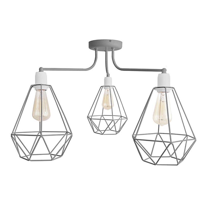 Luster KARO 3xE27/15W/230V siva